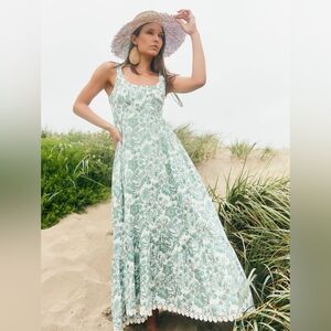 EDDY Meg Maxi Dress Green and White